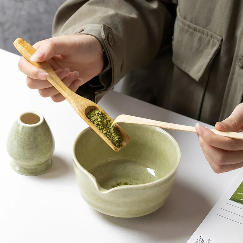 4/5/6PCS Matcha Set Bamboo Whisk Teaspoon Ceramic Bowl Tranditional Tea Sets Home Tea-making Tools Accessories Birthday Gifts