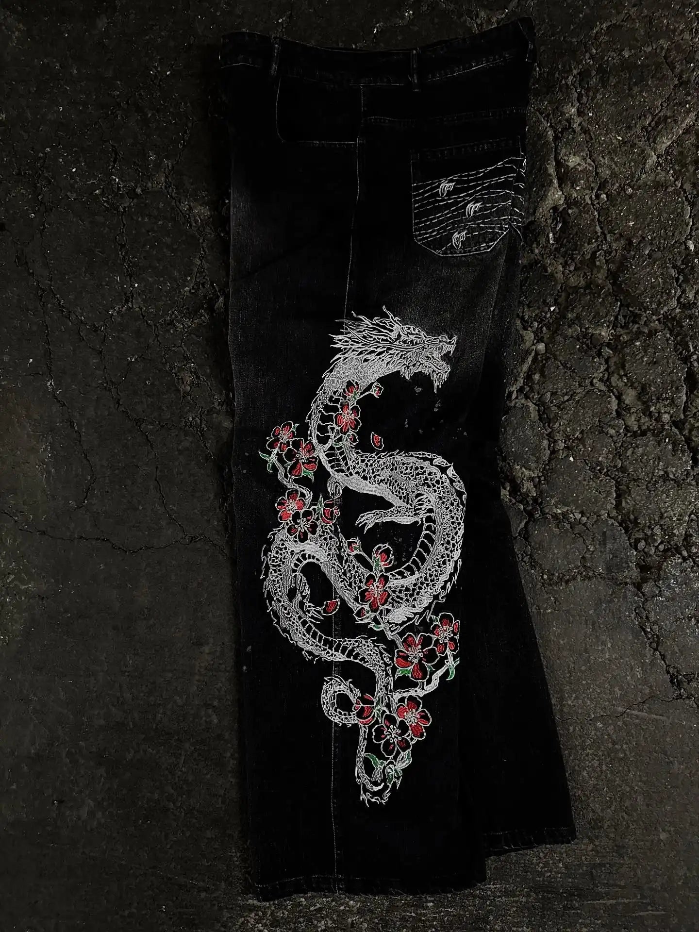 Y2K fashion dragon pattern european youth pants women's city casual jogging pants Harajuku Hip Hop embroidery cargo pants