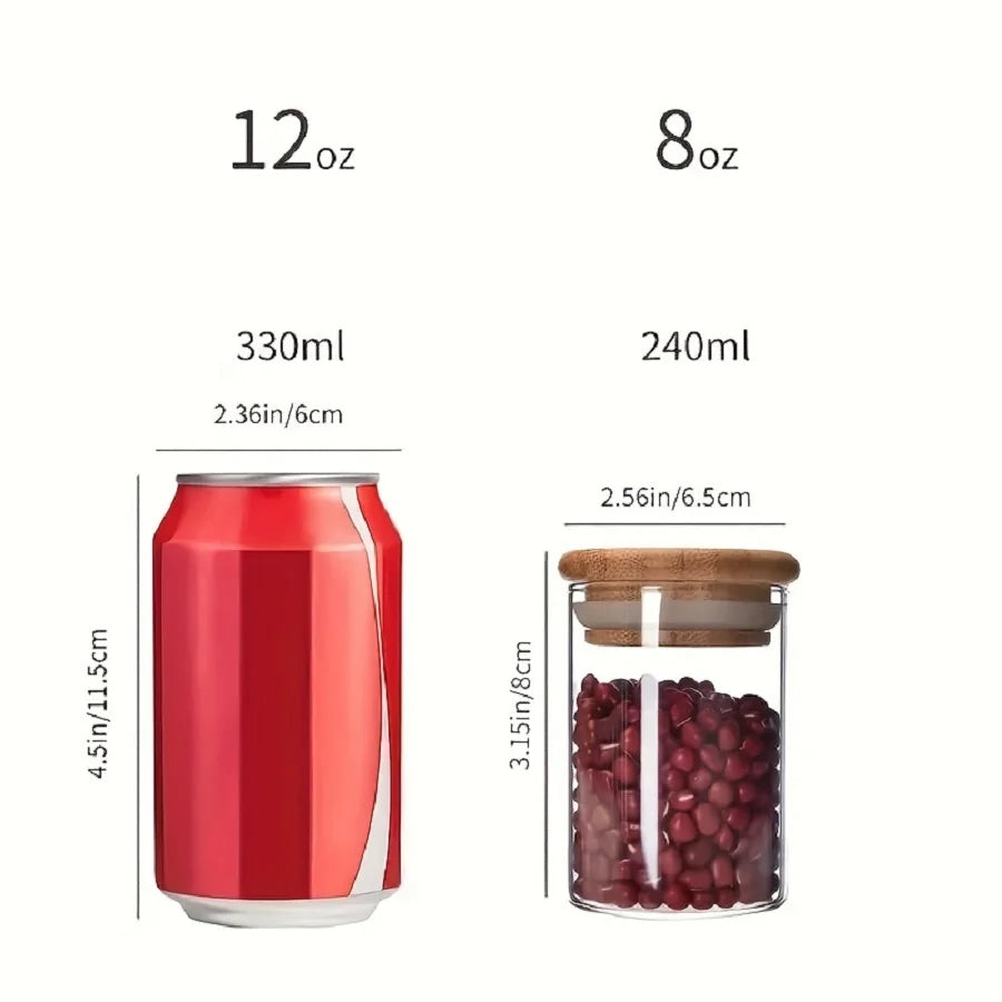 12pcs/set Airtight Glass Storage Jar with Bamboo Lid for Tea,Coffee,Sugar Portable and Transparent Container for Home Kitchen