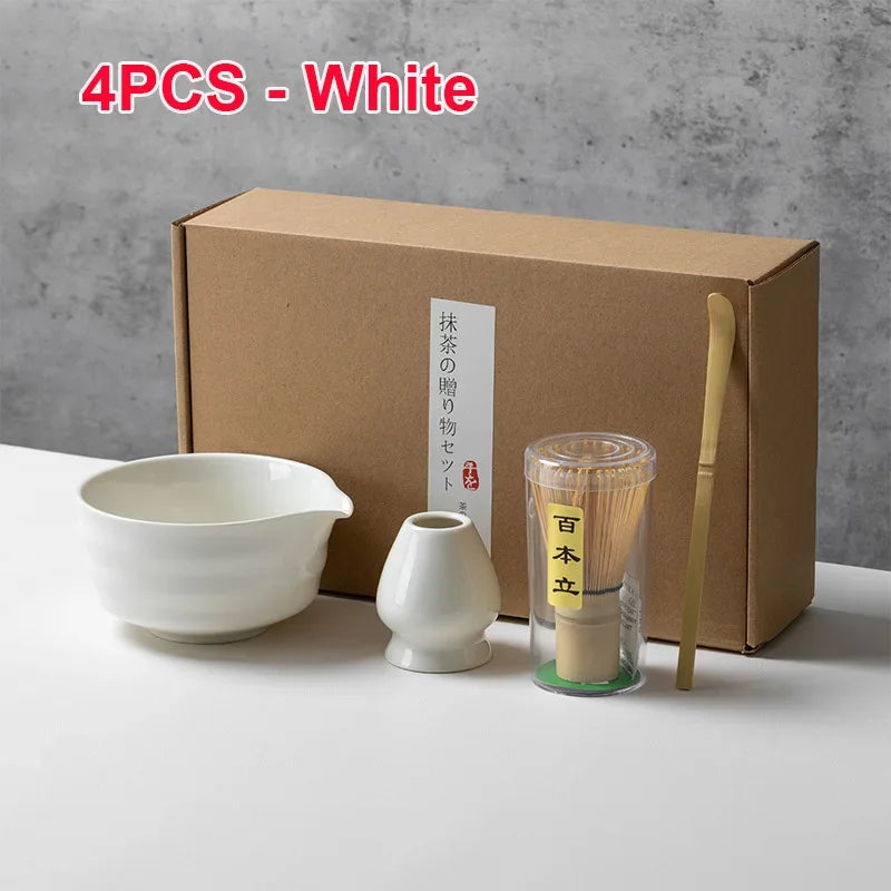 4/5/6PCS Matcha Set Bamboo Whisk Teaspoon Ceramic Bowl Tranditional Tea Sets Home Tea-making Tools Accessories Birthday Gifts