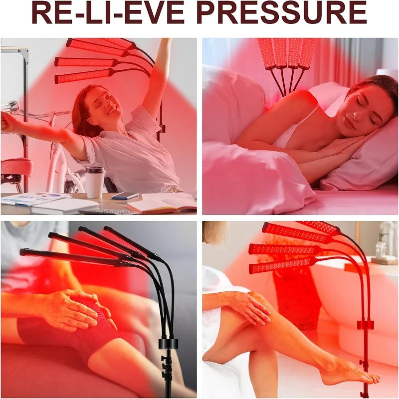 660nm & 850nm Red Light Therapy Lamp with Stand 30W LED Near Infrared Light Device for Relief Muscle Joint Pain Facial Skin Care
