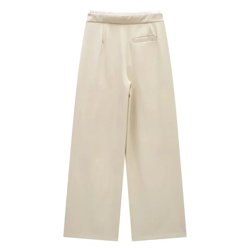 HXAO 2024 Women's Pants Baggy Wide Pants Woman Fashion Black Trousers Casual High waisted Pants Autumn Bluey Flared leggings