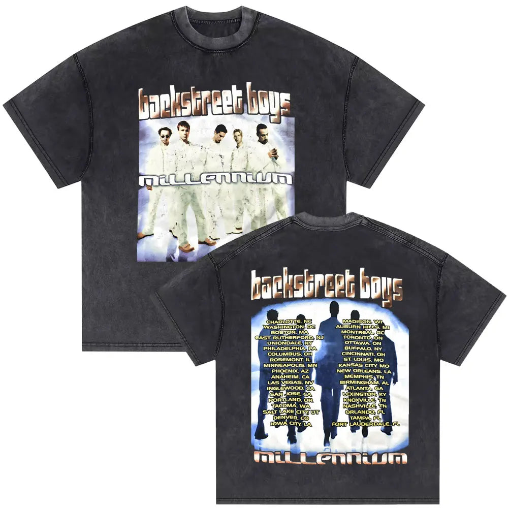 Washed Vintage Backstreet Boys Into The Millennium 2025 Merch T Shirt Men Women Hip Hop Fashion Oversized T-shirt Man Streetwear