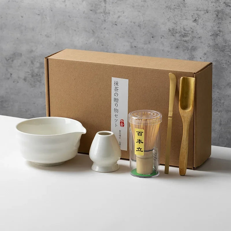 4/5/6PCS Matcha Set Bamboo Whisk Teaspoon Ceramic Bowl Tranditional Tea Sets Home Tea-making Tools Accessories Birthday Gifts