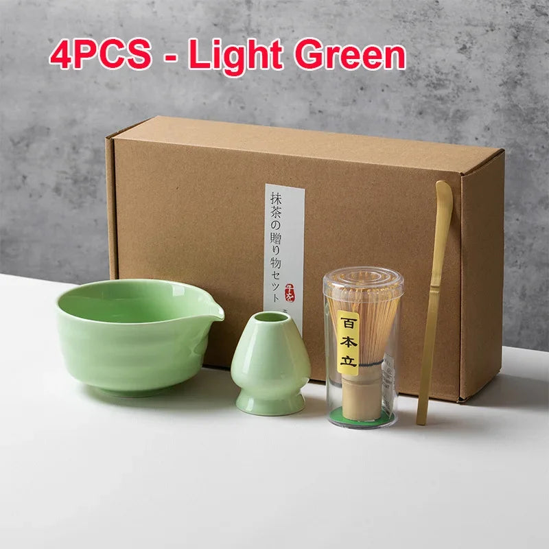 4/5/6PCS Matcha Set Bamboo Whisk Teaspoon Ceramic Bowl Tranditional Tea Sets Home Tea-making Tools Accessories Birthday Gifts