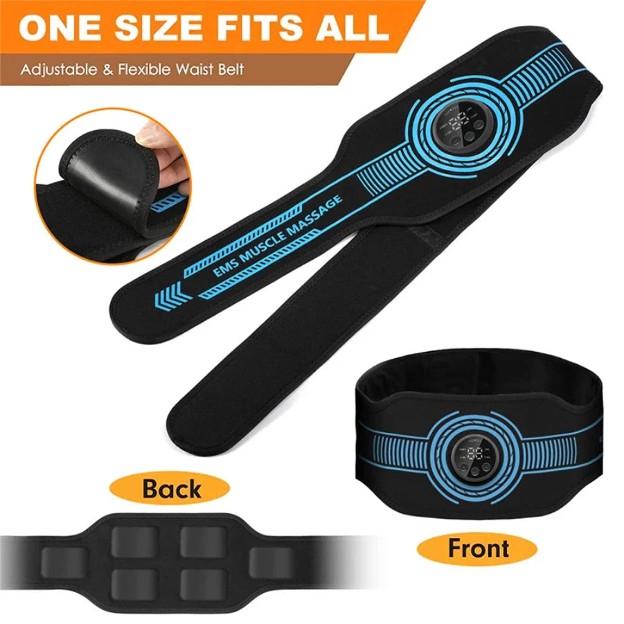 New smart EMS sports waist belt, abdominal muscle patch, home gym fitness equipment, body shaping weight loss belt