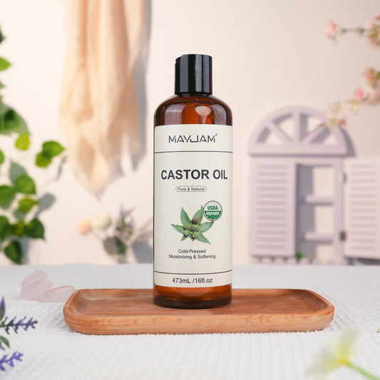 Organic Castor Oil Cold Pressed Massage Body Moisturizes Skin Nourish Hair Eyelash Nail Growth 16fl.oz Pure Natural Carrier Oil