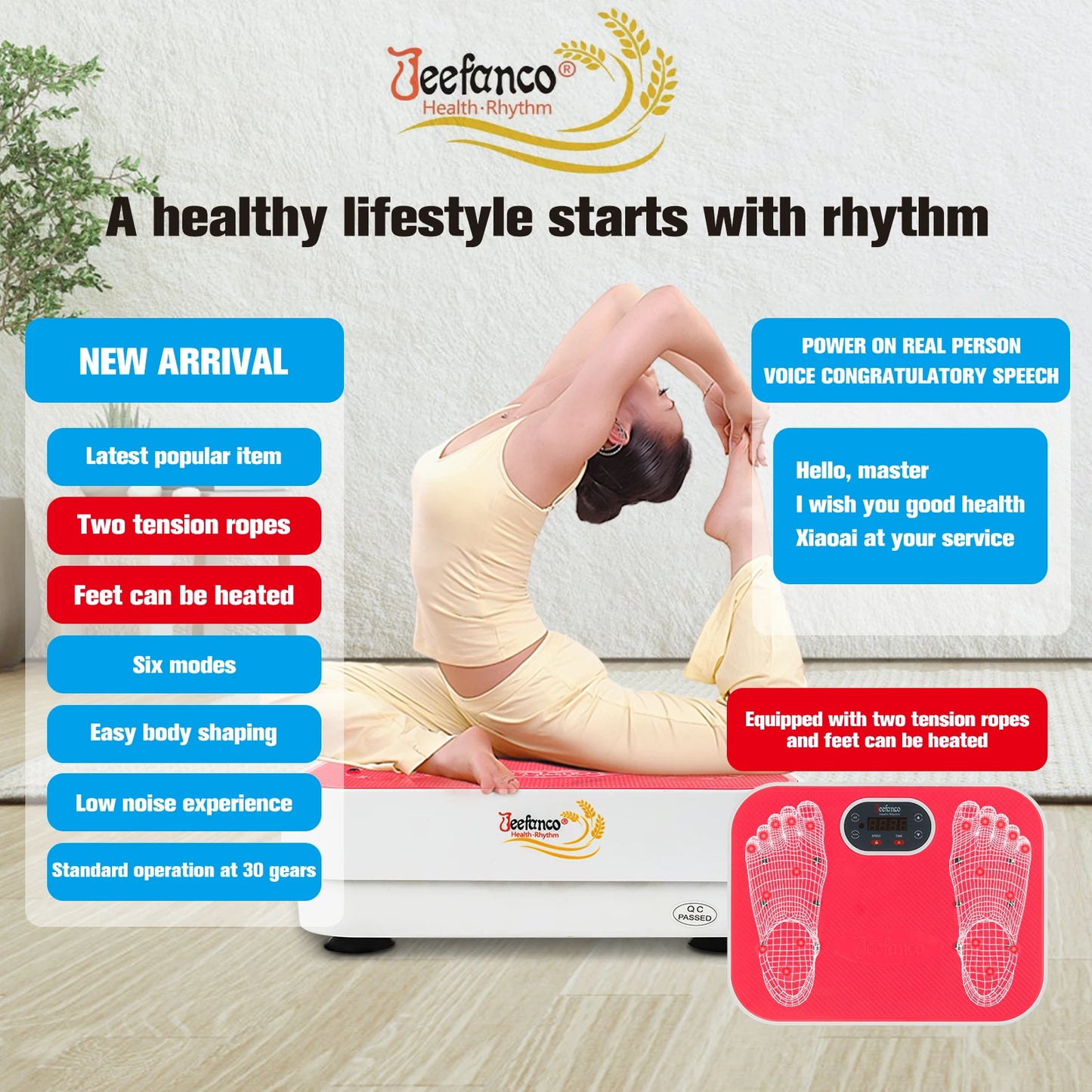 Vibration Plate Jeefanco Seniors & Teens Silicone Surface Magnetic Heating Fitness Home Efficient Resonance Fitness Machine
