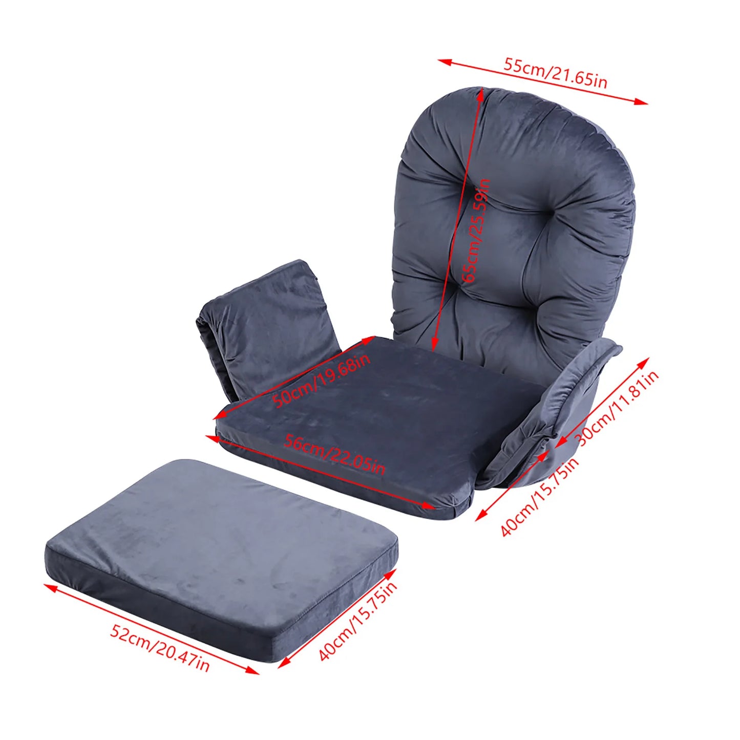 Chair Cushion Set for Home Office Gray Soft Velvet Cotton Rocking Chair Cushion Waist Support Warm Cover Stool Cushion Set