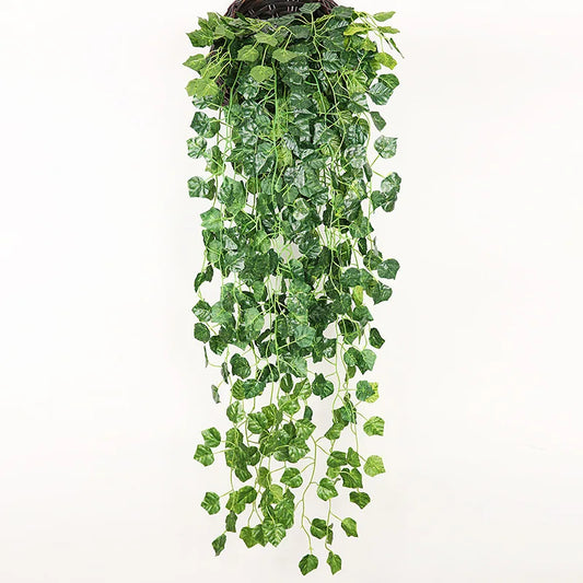 90cm Artificial Green Plants Hanging Ivy Leaves Radish Seaweed Grape Fake Flowers Vine Home Garden Wall Party Decoration