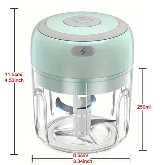 250ML Stainless Steel Electric Garlic Chopper Sturdy Durable Garlic Ginger Kitchen Shredder Mini Tool Food Chopper