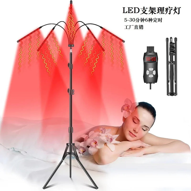 660nm & 850nm Red Light Therapy Lamp with Stand 30W LED Near Infrared Light Device for Relief Muscle Joint Pain Facial Skin Care