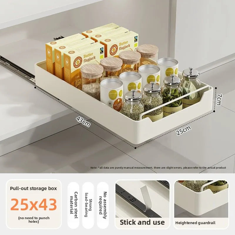 Cabinet pull-out basket pull-out kitchen storage rack under sink deep cabinet dish drawer storage box tray spice box storage rac