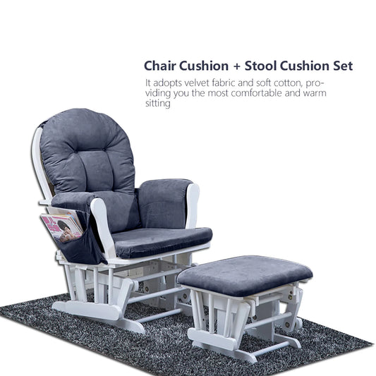 Chair Cushion Set for Home Office Gray Soft Velvet Cotton Rocking Chair Cushion Waist Support Warm Cover Stool Cushion Set