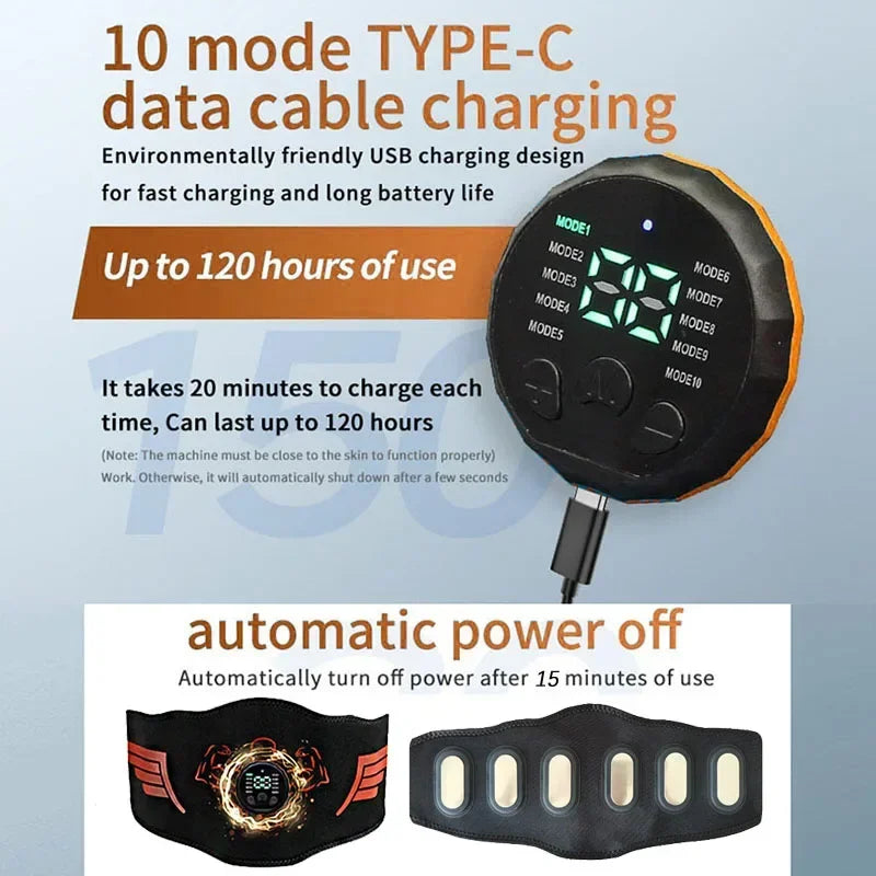 Smart Muscle Toner EMS Muscle Stimulator Abdominal Toning Belt USB Recharge Body Massager Fitness Weight Loss Gear Dropshipping