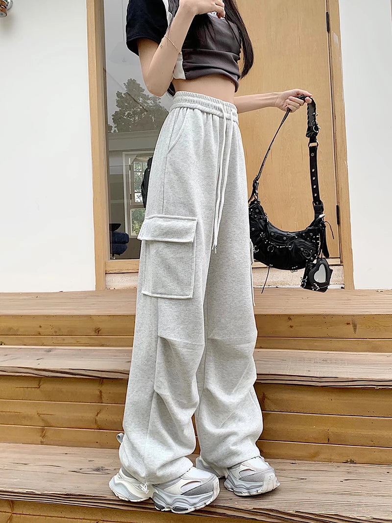 American Drawstring Design Cargo Pants Women Fashion Hip-hop Streetwear Woman Trousers New 2024 Summer All-match Cargo Pants