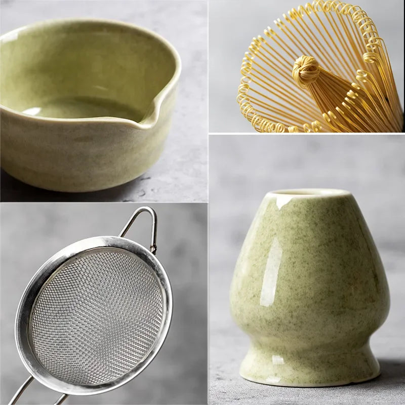 4/5/6PCS Matcha Set Bamboo Whisk Teaspoon Ceramic Bowl Tranditional Tea Sets Home Tea-making Tools Accessories Birthday Gifts
