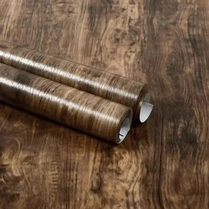 80cm/Wood Grain Vinyl Wallpaper Roll Waterproof Home Desktop Cabinet Door Furniture Renovation Stickers Peel Home Decorations