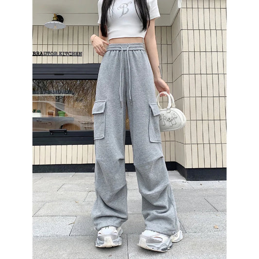 American Drawstring Design Cargo Pants Women Fashion Hip-hop Streetwear Woman Trousers New 2024 Summer All-match Cargo Pants