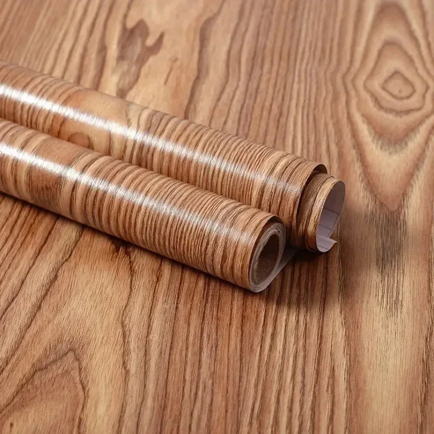 80cm/Wood Grain Vinyl Wallpaper Roll Waterproof Home Desktop Cabinet Door Furniture Renovation Stickers Peel Home Decorations