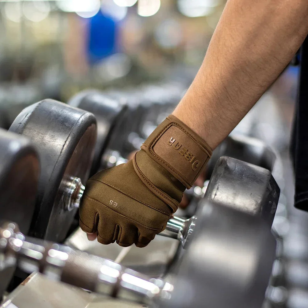 NEW Half Finger Gym Gloves Weightlifting Dumbbell Training Anti-Slip Fitness Gloves with Wrist Support Workout Crossfit Exercise