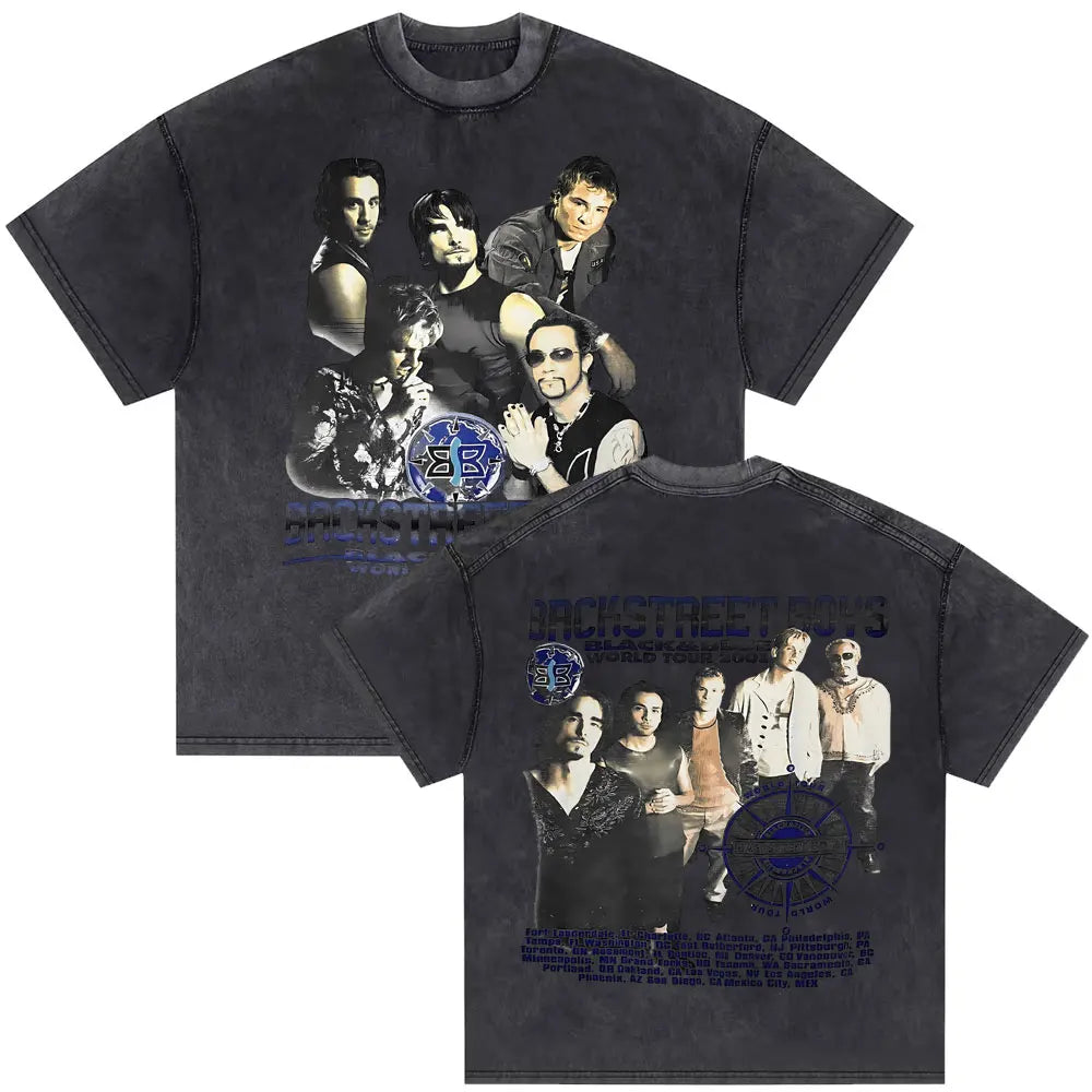 Washed Vintage Backstreet Boys Into The Millennium 2025 Merch T Shirt Men Women Hip Hop Fashion Oversized T-shirt Man Streetwear