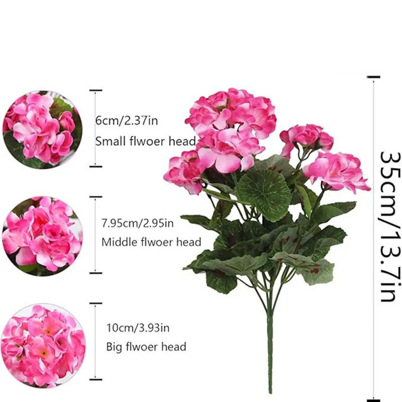 Artificial Crabapple Flower Home Living Room Geranium Silk Flower, Outer Garden Party Decoration Photography Props Christmas Dec