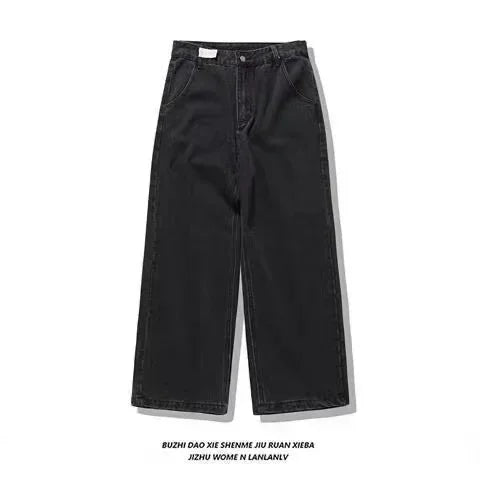 2024 Retro Street Hip Hop Casual Y2k New Women's Harajuku Fashion Embroidery Pattern Denim Trousers Straight Wide leg Pants Men