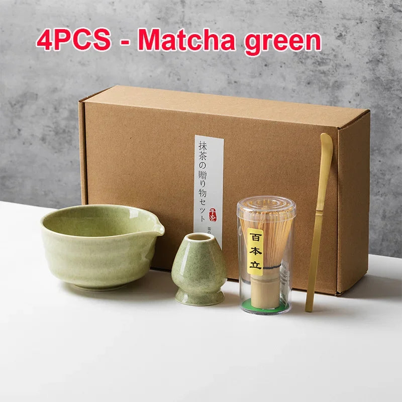 4/5/6PCS Matcha Set Bamboo Whisk Teaspoon Ceramic Bowl Tranditional Tea Sets Home Tea-making Tools Accessories Birthday Gifts