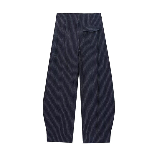 European and American style 2025 summer new women's clothing retro fashion casual versatile balloon style striped pants