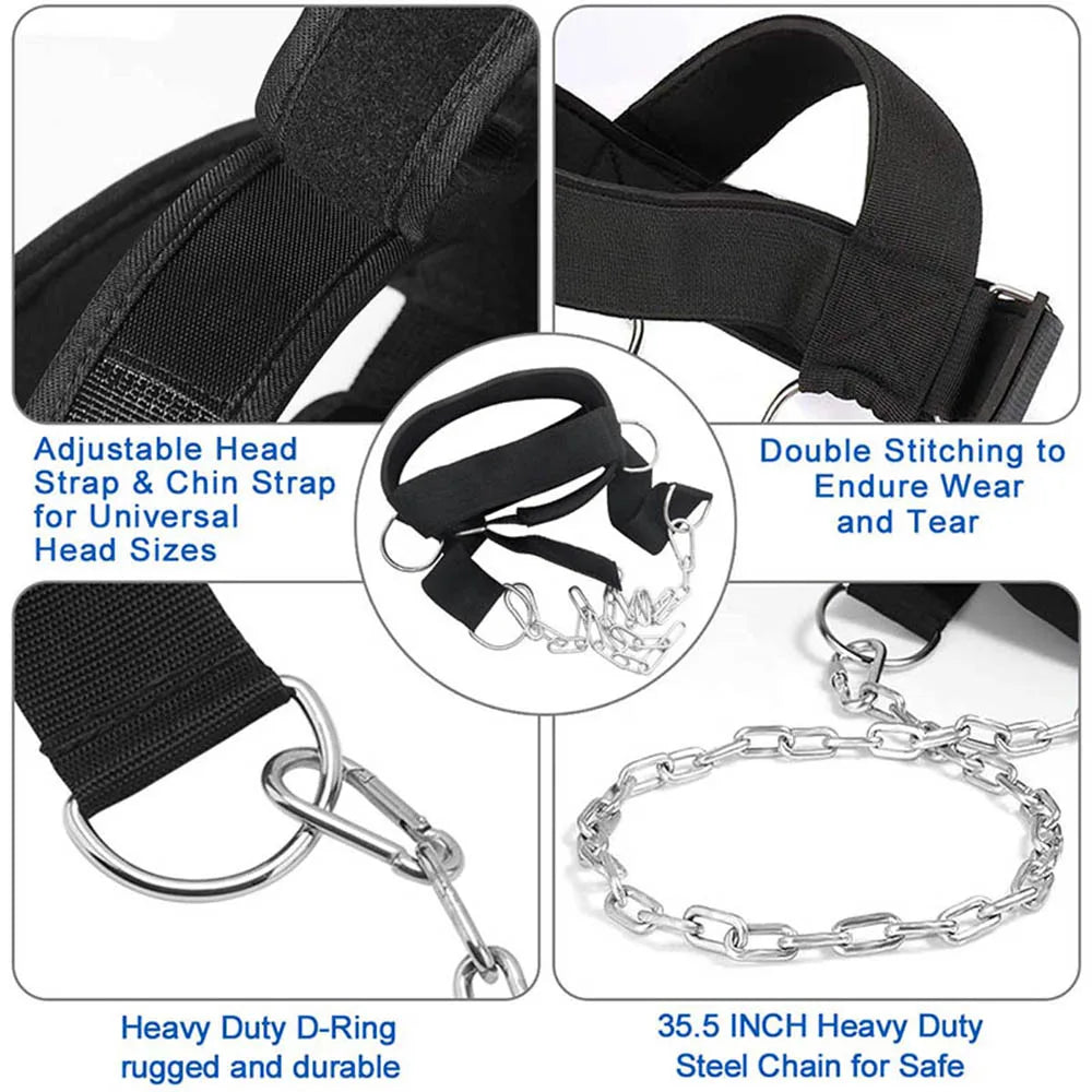 Adjustable Neck Power Training Strap Head Harness for Body Strength Exercise Weight Bearing Cap for Gym Fitness Training