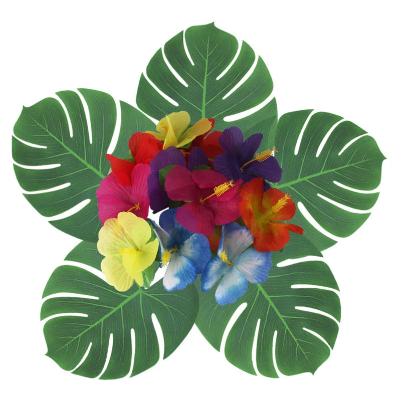 12pcs Tropical Palm Leaves Artifici Leaf Decor Wedding Decoration Green Jungle Plant Leaf Hawaiian Luau Home Party Decoration