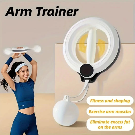 White 360 ° Rotary Handheld Fitness Machine - Portable Arm and Full Body Workout for Home Gym, Yoga, Pilates, Reduce Fat Burning