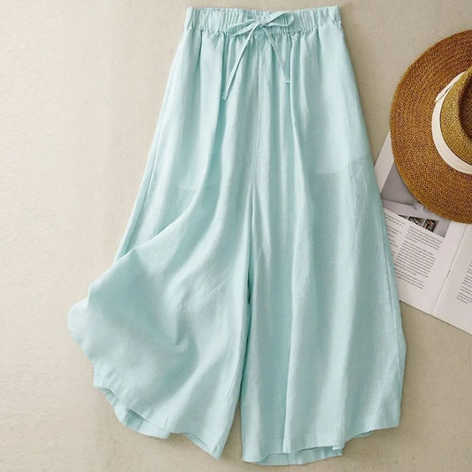 Casual Pants Women Clothing Cotton Linen Sweatpants Women Clothes Joggers Wide Leg Pants Vintage Fashion Capri Summer