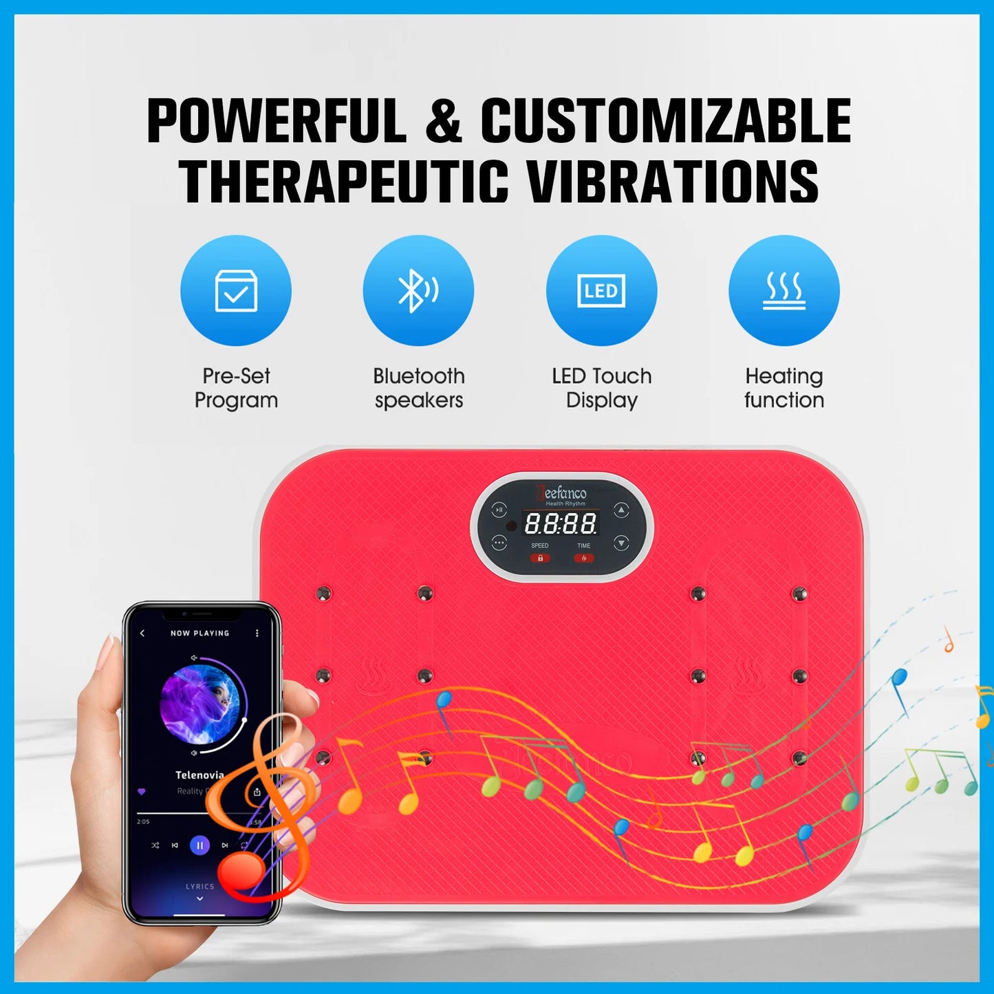 Vibration Plate Jeefanco Seniors & Teens Silicone Surface Magnetic Heating Fitness Home Efficient Resonance Fitness Machine