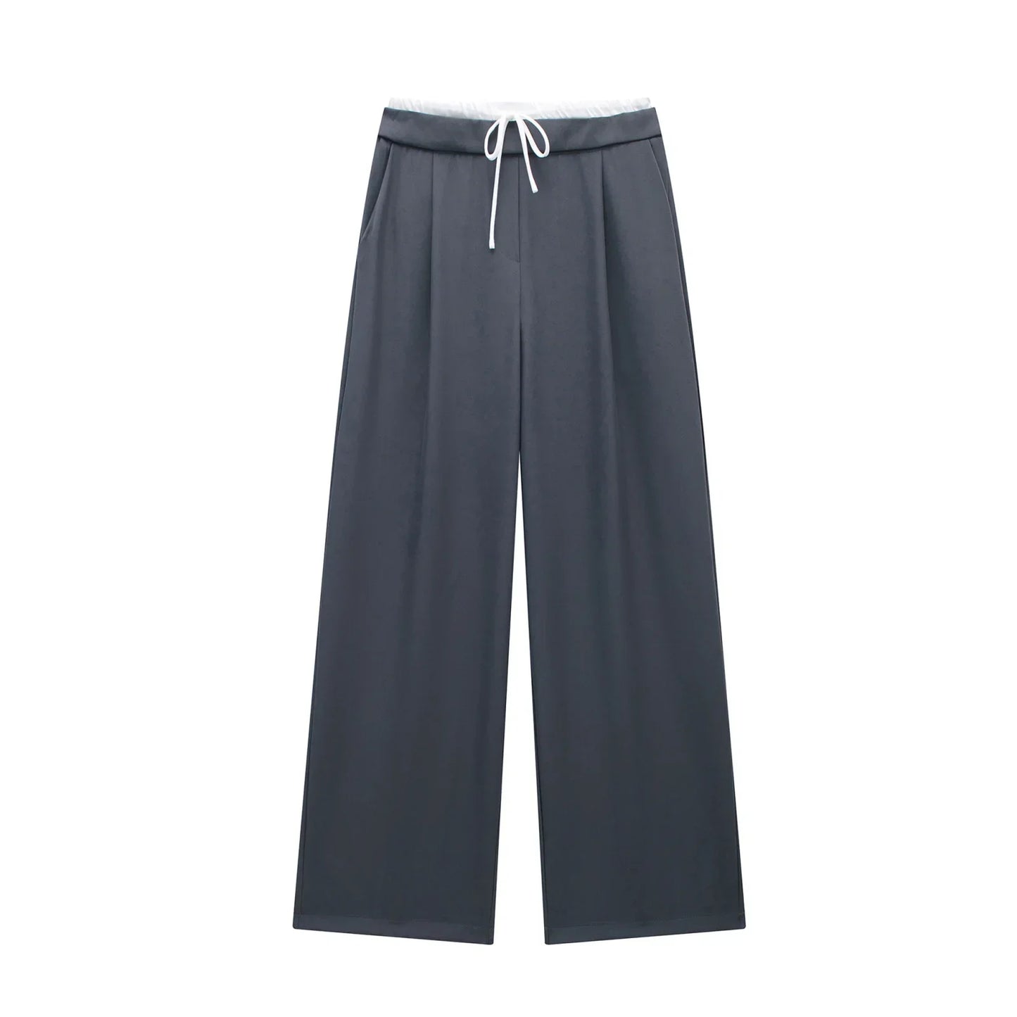 HXAO 2024 Women's Pants Baggy Wide Pants Woman Fashion Black Trousers Casual High waisted Pants Autumn Bluey Flared leggings