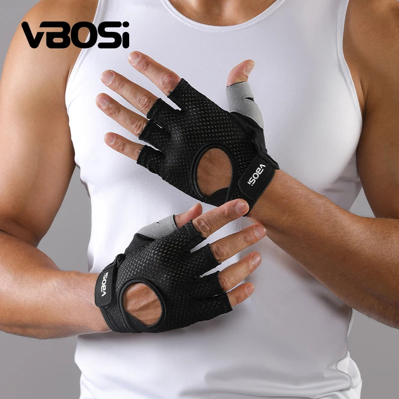VBOSI Half-Finger Fitness Sports Gloves – Breathable, Non-Slip, Padded Palm for Weightlifting, Cycling & Driving for Women Men