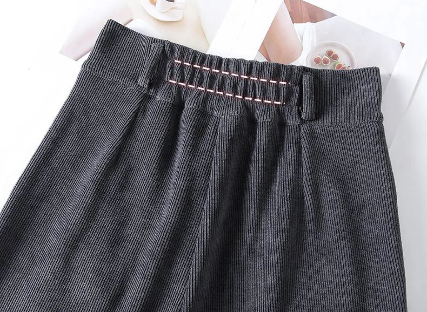 Ins Trendy Women Korean High Street Wide Leg Trouser Autumn/winter Thick Warm Women's Pant Fashion Corduroy Loose Button Trouser