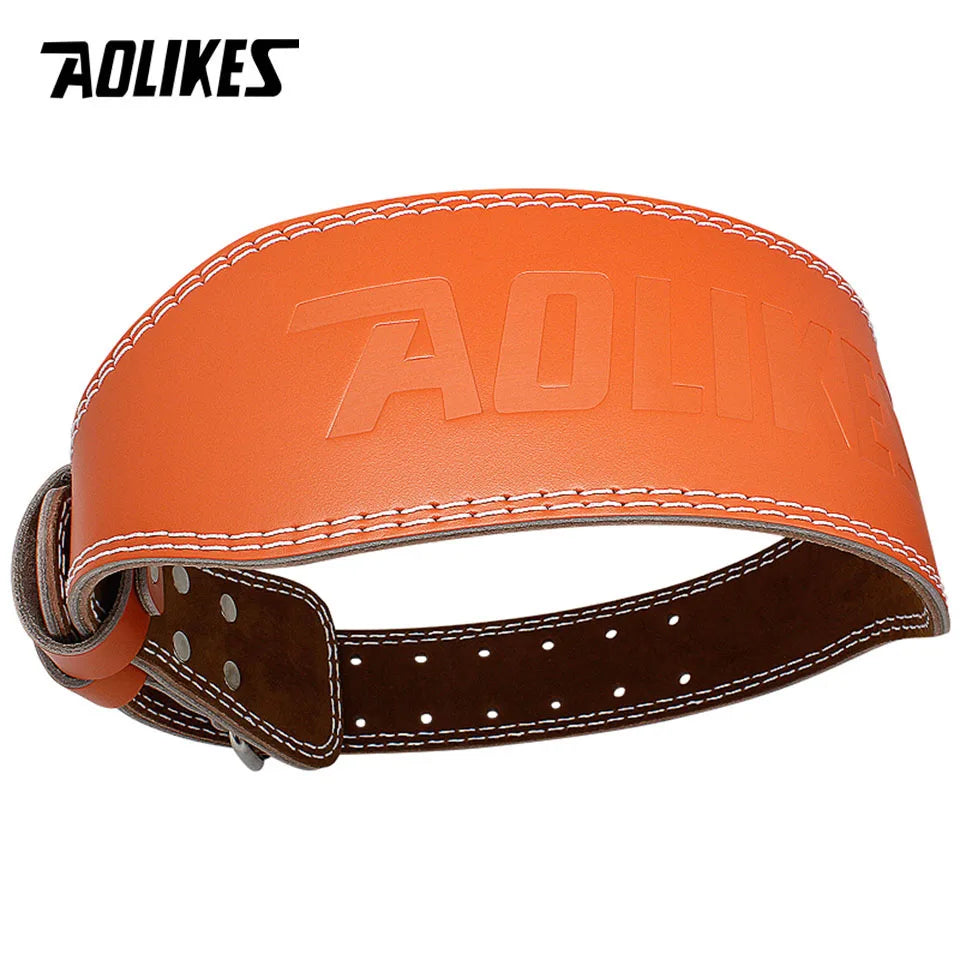 AOLIKES Cowhide Gym Fitness Buckle Weightlifting Belt Waist Belts for Squats Dumbbell Training Bodybuilding Lumbar Brace Protect