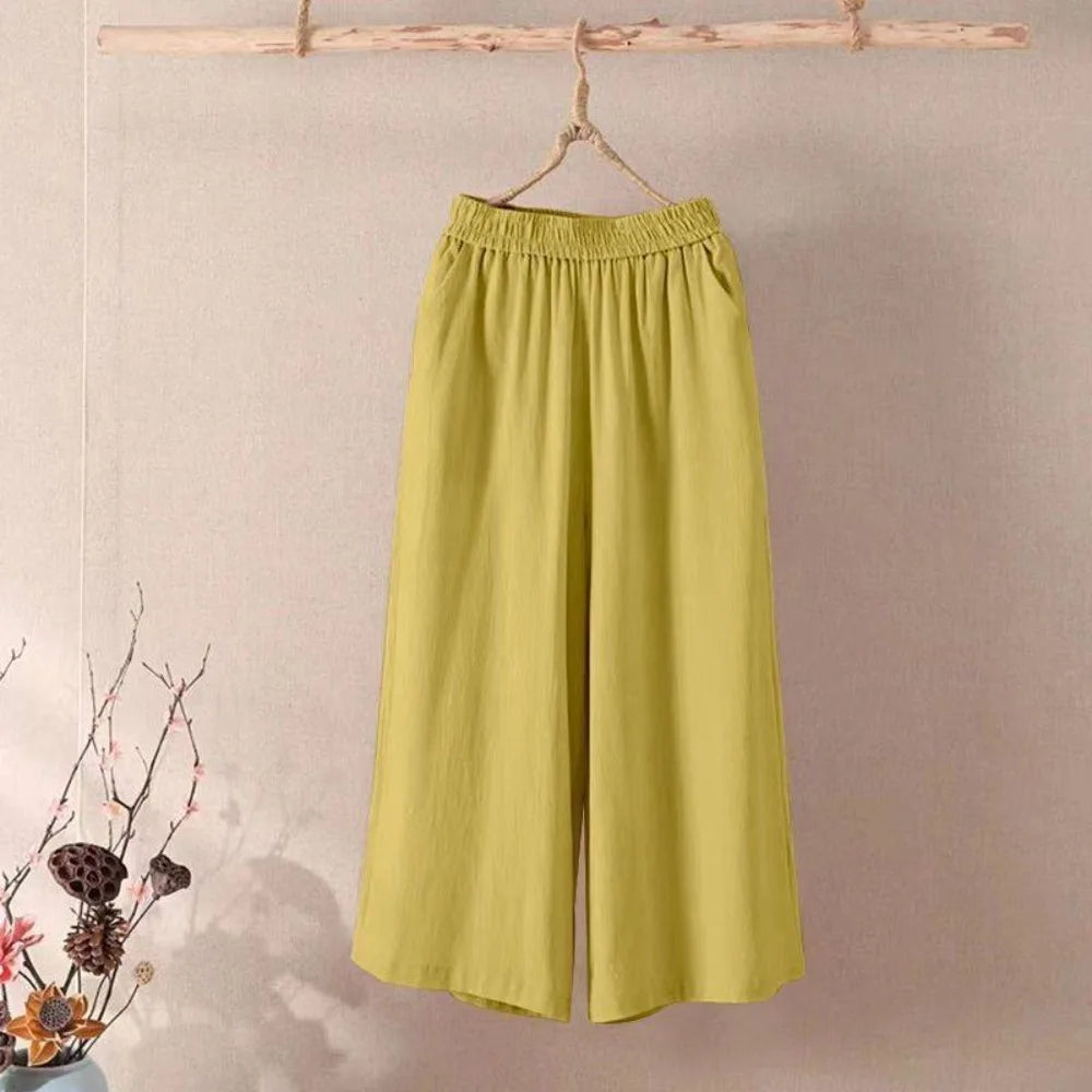 Casual Pants Women Clothing Cotton Linen Sweatpants Women Clothes Joggers Wide Leg Pants Vintage Fashion Capri Summer