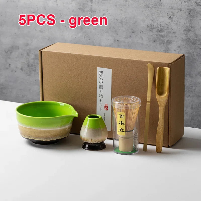 4/5/6PCS Matcha Set Bamboo Whisk Teaspoon Ceramic Bowl Tranditional Tea Sets Home Tea-making Tools Accessories Birthday Gifts