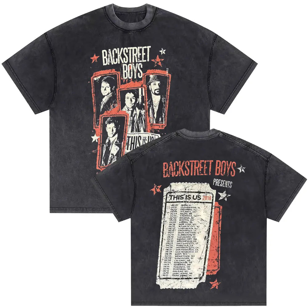 Washed Vintage Backstreet Boys Into The Millennium 2025 Merch T Shirt Men Women Hip Hop Fashion Oversized T-shirt Man Streetwear
