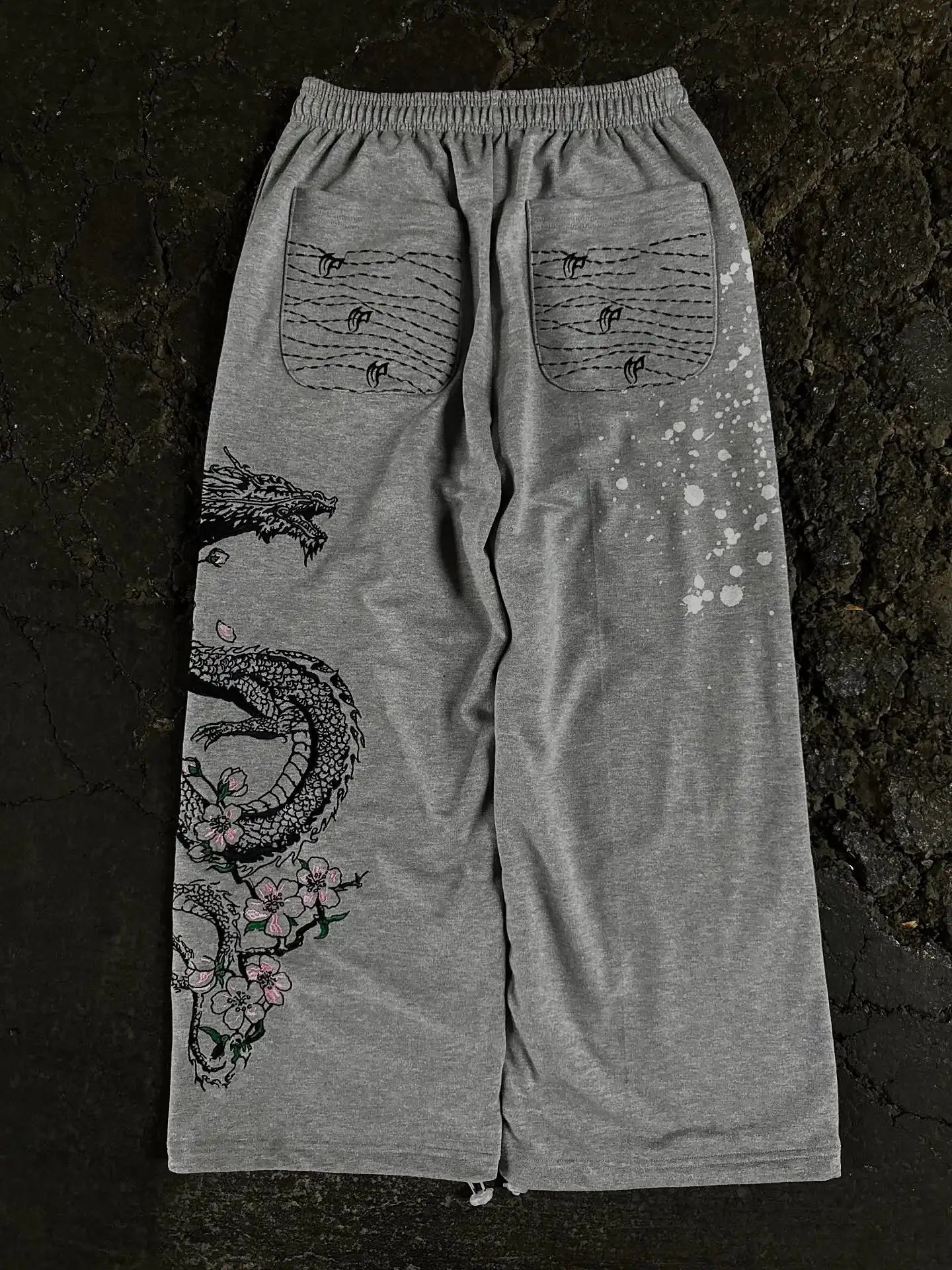 Y2K fashion dragon pattern european youth pants women's city casual jogging pants Harajuku Hip Hop embroidery cargo pants