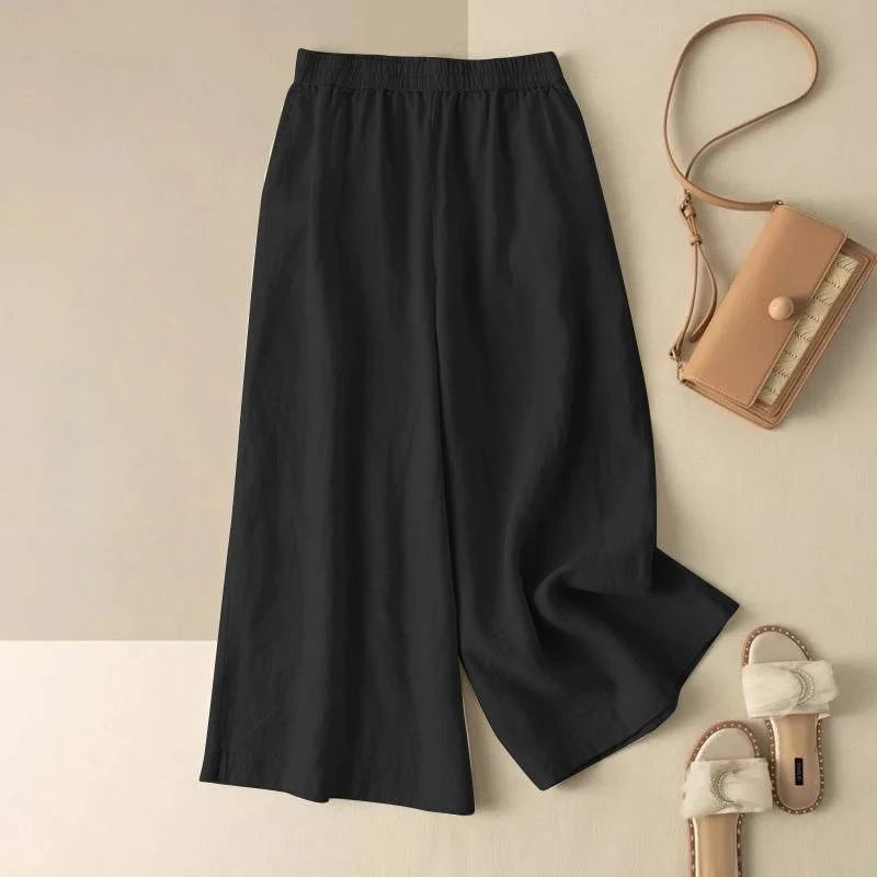 Casual Pants Women Clothing Cotton Linen Sweatpants Women Clothes Joggers Wide Leg Pants Vintage Fashion Capri Summer