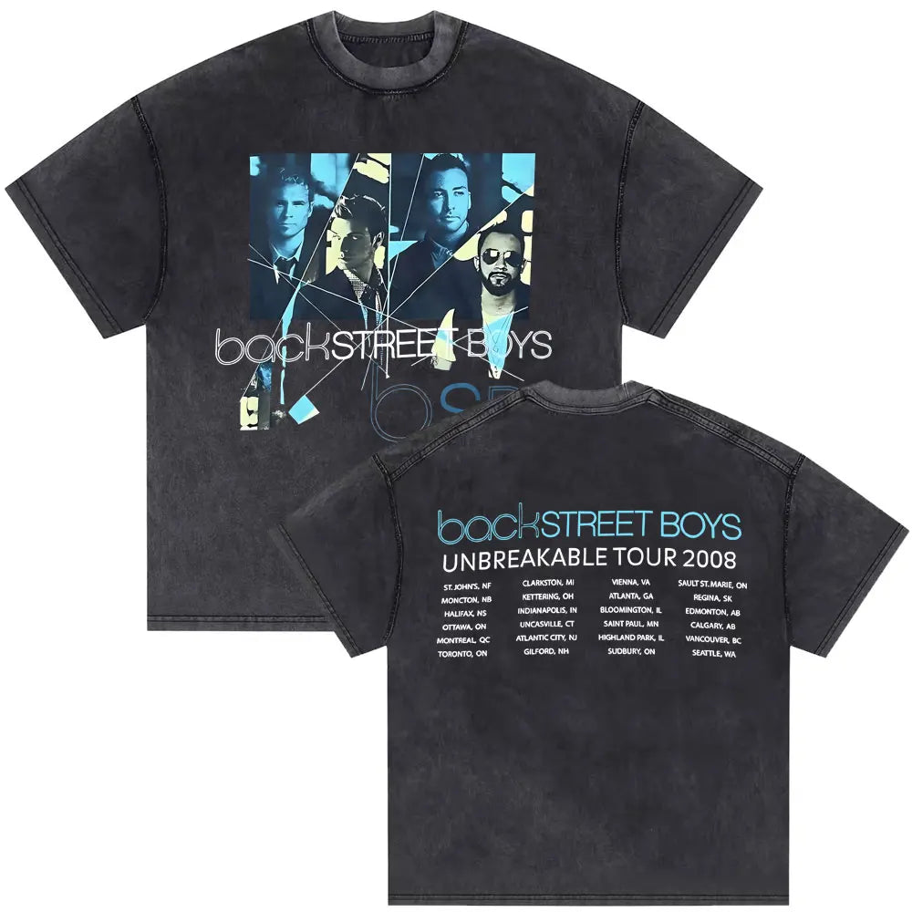 Washed Vintage Backstreet Boys Into The Millennium 2025 Merch T Shirt Men Women Hip Hop Fashion Oversized T-shirt Man Streetwear