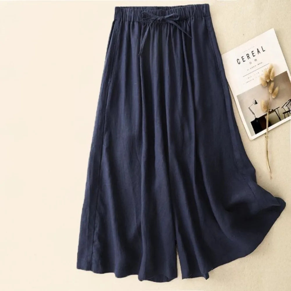 Casual Pants Women Clothing Cotton Linen Sweatpants Women Clothes Joggers Wide Leg Pants Vintage Fashion Capri Summer