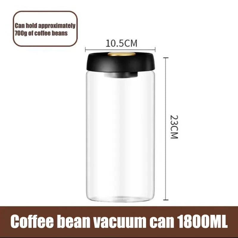 Coffee Bean Sealed Jar, Kitchen Storage, Glass Jar, Moisture-Proof, Vacuum Pressed Storage Jar, Tea, Rice, Peanut Storage