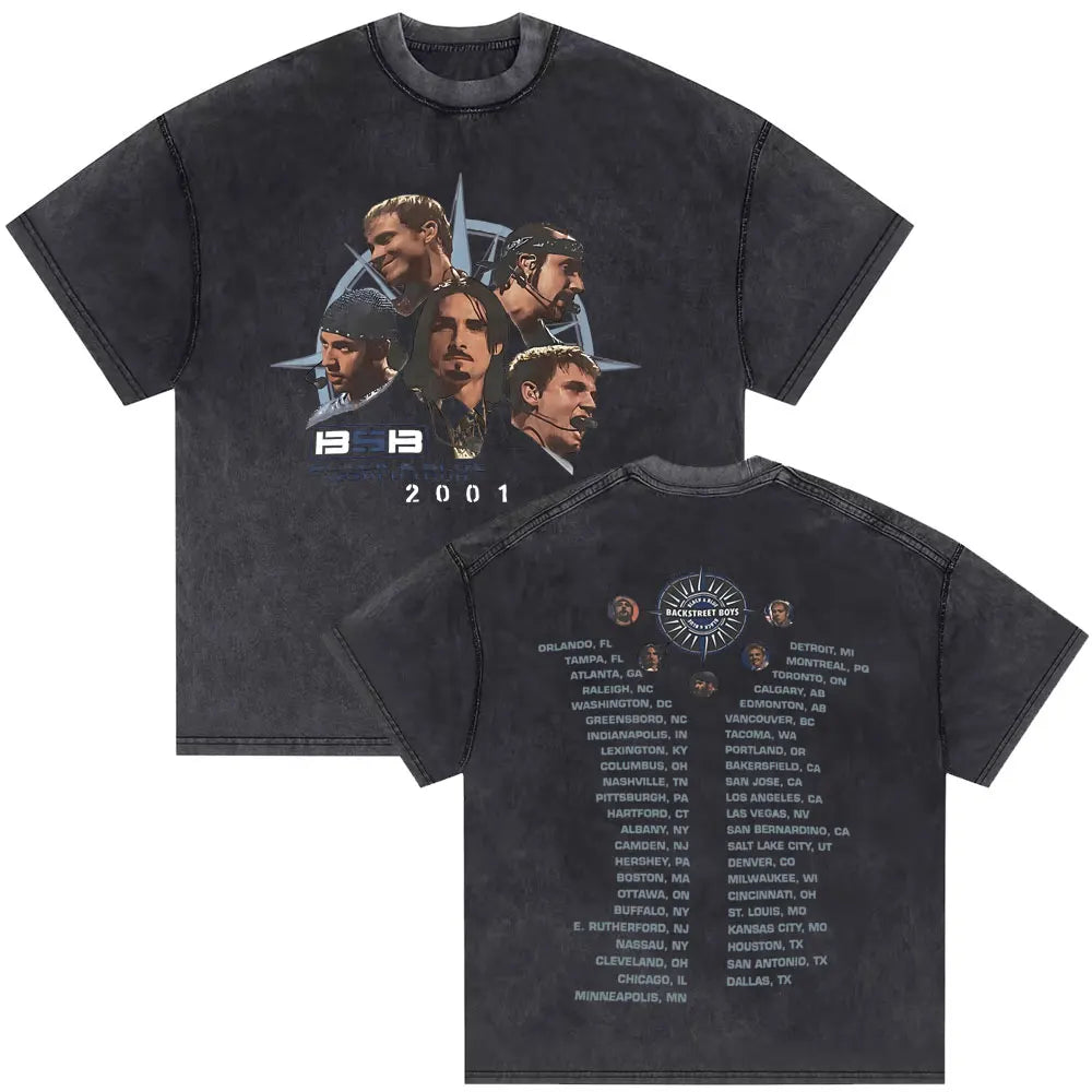 Washed Vintage Backstreet Boys Into The Millennium 2025 Merch T Shirt Men Women Hip Hop Fashion Oversized T-shirt Man Streetwear