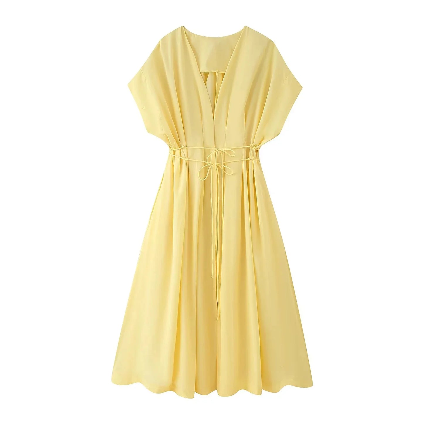 KONDALA 2025 Fall Winter Vintage Women Dresses Fashion Single Breasted Sashes Draped V Neck Sleeveless Chic Brown Ladies Dresses