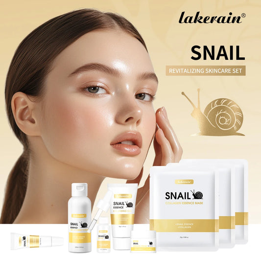 Lakerain Snail Collagen Skin Care Set Smoothing Skin Long Lasting Hydrating Deep Cleaning Improve Elasticity Face Care Kits